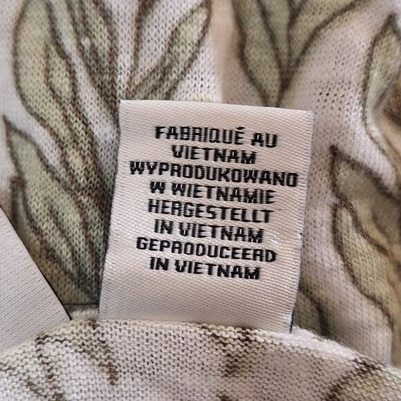 Rachel Zoe Shirt Women's Small Cream Green 100% Linen Tropical Classic Summer - Picture 6 of 6